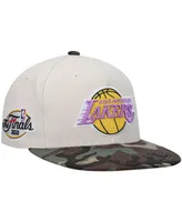 Men's Mitchell & Ness Cream Los Angeles Lakers Hardwood Classics 2010 Nba Finals Patch Off White Camo Fitted Hat