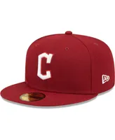 Men's New Era Cardinal Cleveland Guardians Logo White 59FIFTY Fitted Hat