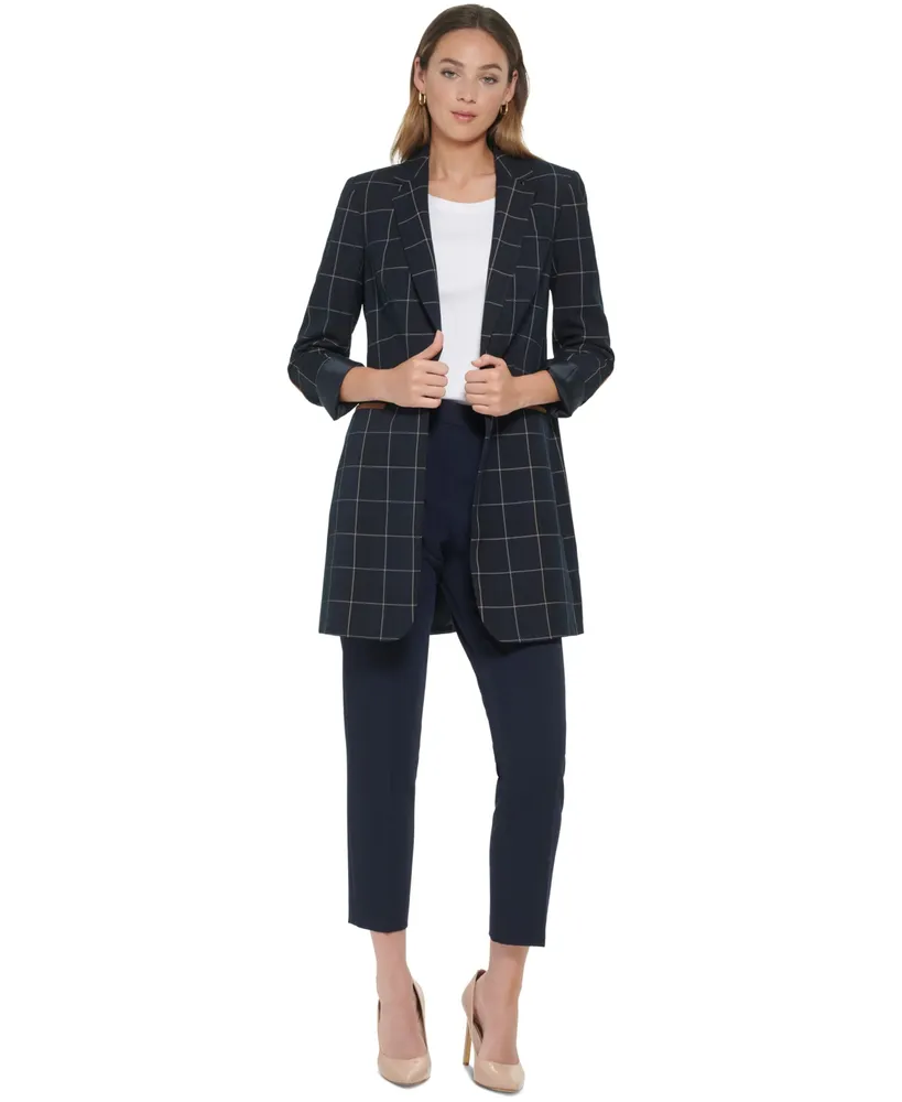 Tommy Hilfiger Women's Windowpane One-Button Blazer