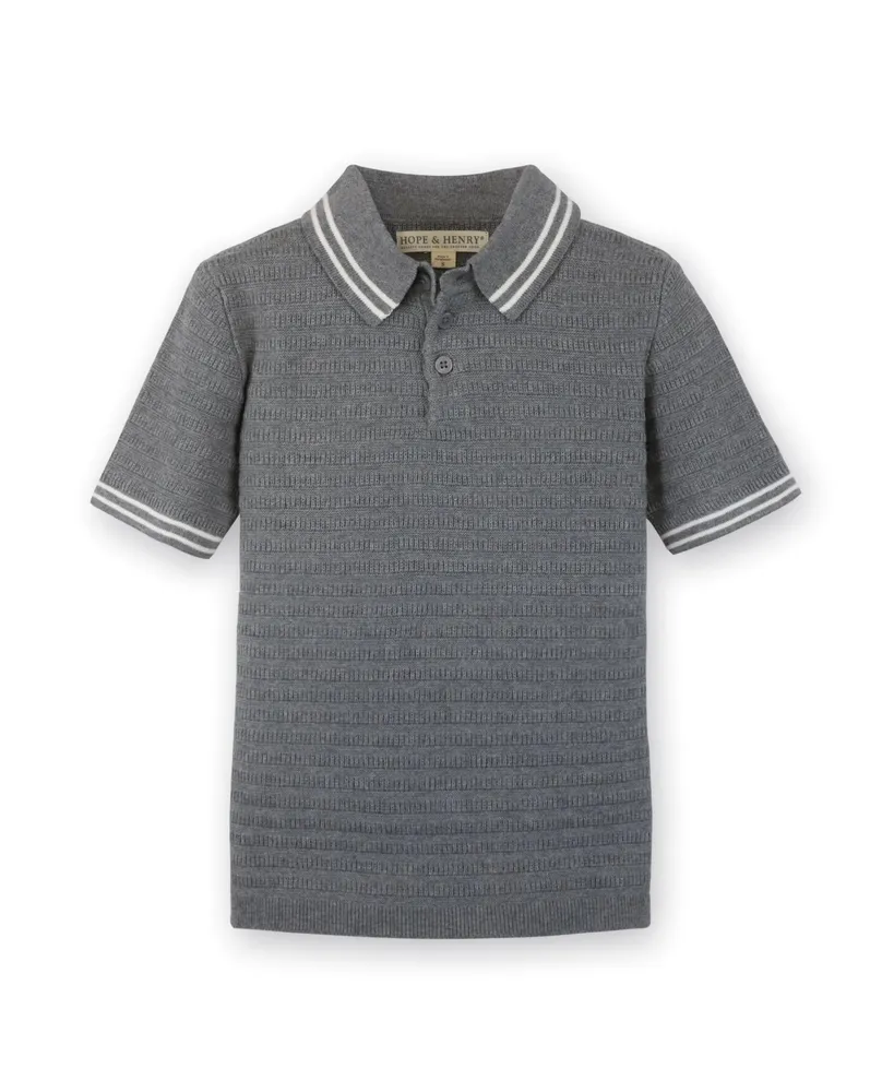 Hope & Henry Boys' Organic Cotton Short Sleeve Sweater Polo