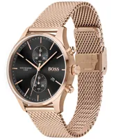 Hugo Boss Men's Chronograph Associate Carnation Gold-Tone Stainless Steel Mesh Bracelet Watch 42mm
