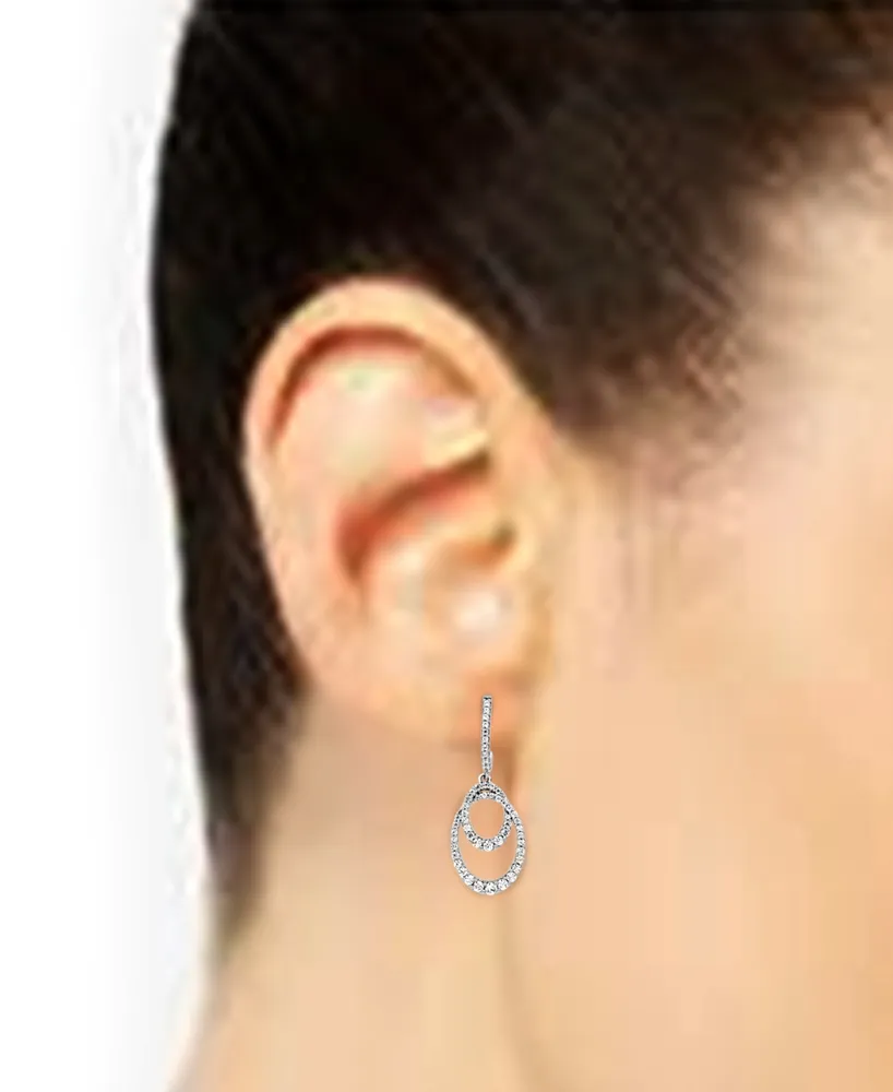 Diamond Interlocking Loop Drop Earrings (1 ct. t.w.) in 10k White Gold