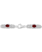 Macy's Garnet (3 1/2 ct. t.w.) and Topaz (2 1/10 ct. t.w.) Bracelet in Sterling Silver