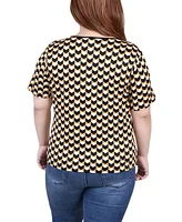 Ny Collection Plus Short Sleeve with Ring Details Top