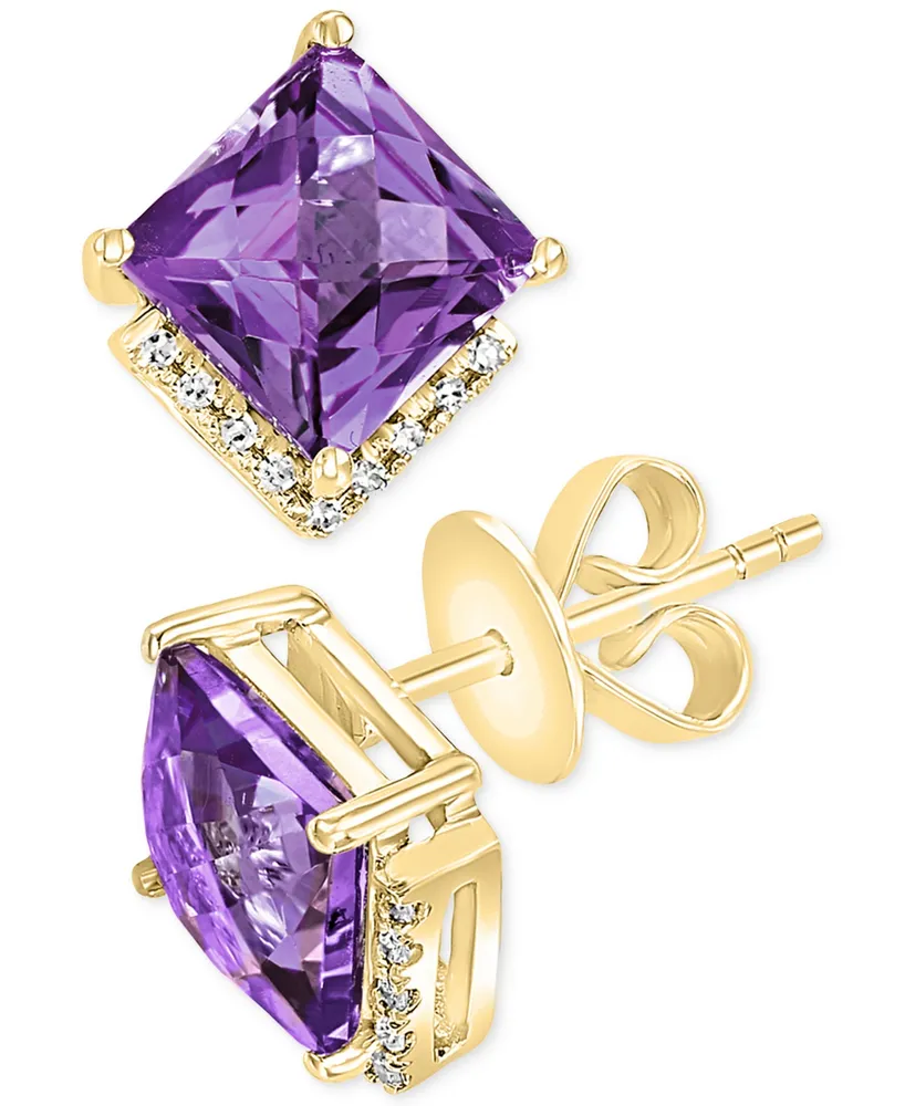 Amethyst (2-7/8 ct. t.w.) & Diamond (1/20 Stud Earrings 14k Gold (Also available Citrine)