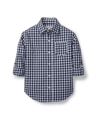 Hope & Henry Boys' Organic Poplin Button Down Shirt, Infant