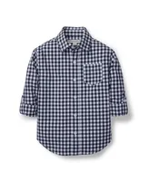 Hope & Henry Boys' Organic Poplin Button Down Shirt, Infant