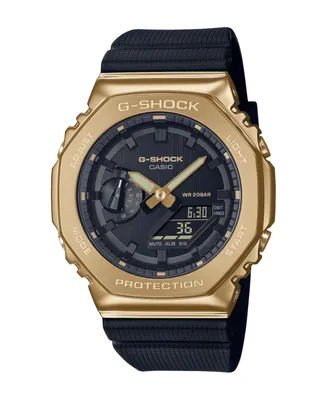 G-Shock Men's Black Resin Strap Watch 44.4mm GM2100G-1A9 - Black and Gold