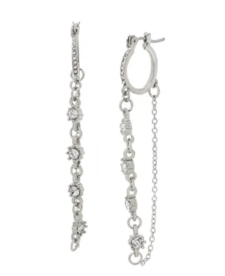 Steve Madden Stone Chain Hoop Earrings