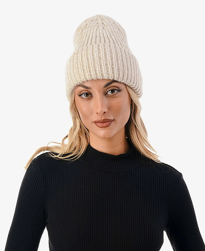 Marcus Adler Women's Lurex Ribbed Knit Cuff Beanie