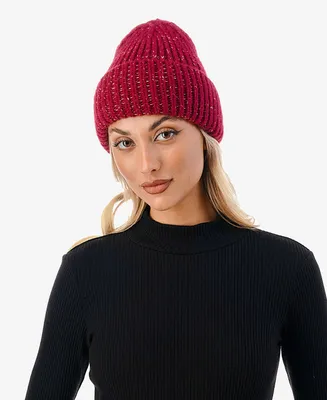 Marcus Adler Women's Lurex Ribbed Knit Cuff Beanie