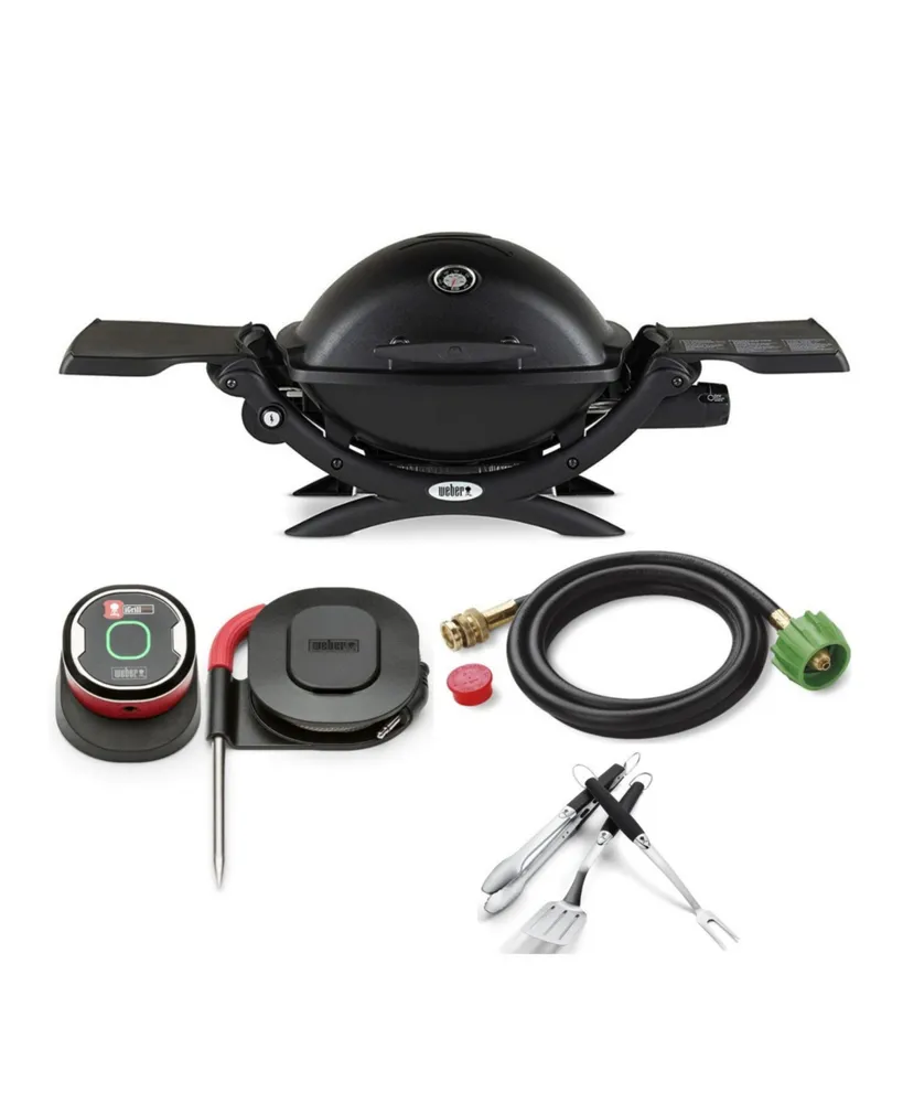 Weber Q 1200 Gas Grill (Black) With Adapter Hose,thermometer And Tool Set