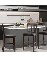 Costway Set of 2 Bar Stools Counter Height Chairs w/ Pu Leather Seat