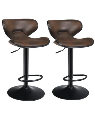 Costway Set of 2 Adjustable Bar Stools Swivel Bar Chairs Pub Kitchen