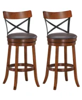 Costway Set of 2 Bar Stools Swivel 29.5'' Dining Bar Chairs