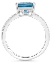 Macy's Women's Sky Blue Topaz (4-1/4 ct.t.w.) and Diamond (1/10 Ring Sterling Silver