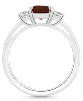 Macy's Women's Garnet (1-9/10 ct.t.w.) and White Topaz (3/4 3-Stone Ring Sterling Silver