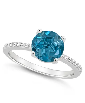 Macy's London Blue Topaz (2-2/5 ct. t.w.) and Diamond (1/10 Ring Sterling Silver