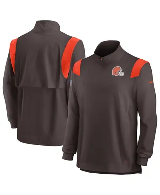 Men's Nike Cleveland Browns Sideline Coach Chevron Lockup Quarter-Zip Long Sleeve Top
