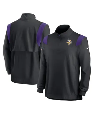 Men's Nike Black Minnesota Vikings Sideline Coach Chevron Lockup Quarter-Zip Long Sleeve Top