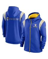 Men's Nike Royal Los Angeles Rams Performance Sideline Lockup Full-Zip Hoodie