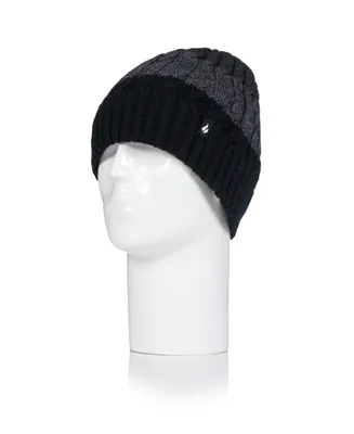 Heat Holders Men's Mavis 3 Tone Cable Knit Hat With Turnover