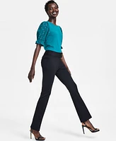 CeCe Women's Mid-Rise Slim Boot Cut Clasp-Front Pants
