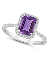 Amethyst (1-3/5 ct. t.w.) and Lab-Grown Sapphire (1/4 Halo Ring 10K White Gold