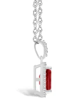 Macy's Garnet (1-9/10 ct. t.w.) and Lab Grown Sapphire (1/5 ct. t.w.) Halo Pendant Necklace in 10K White Gold