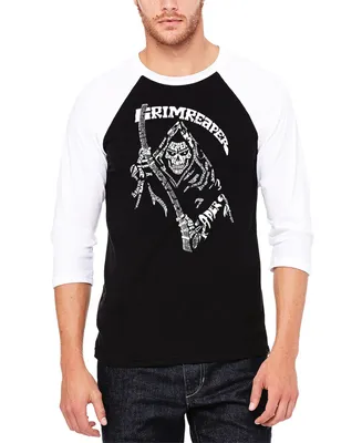 La Pop Art Men's Raglan Baseball Grim Reaper Word T-shirt