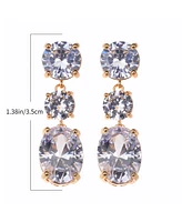 Nicole Miller 3- Crystal Stones with Gold-Tone Drop Earring - Gold