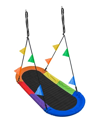 Sorbus Saucer Surf Swing - Surf's Up Playground Fun with Flags - Portable, Sturdy, Holds 330lbs!