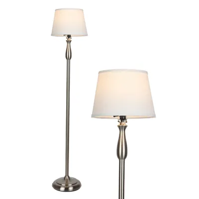 Brightech Gabriella Led Standing Modern Floor Lamp with Fabric Shade