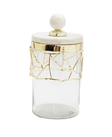 Classic Touch Glass Canister Mesh Design Set, Marble Lid Set