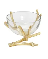 Classic Touch Twig Base Removable Glass Bowl, 10" x 5" - Gold
