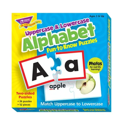 Trend Enterprises Fun-To-Know Puzzles Uppercase Lowercase Alphabet Set, 26 Piece