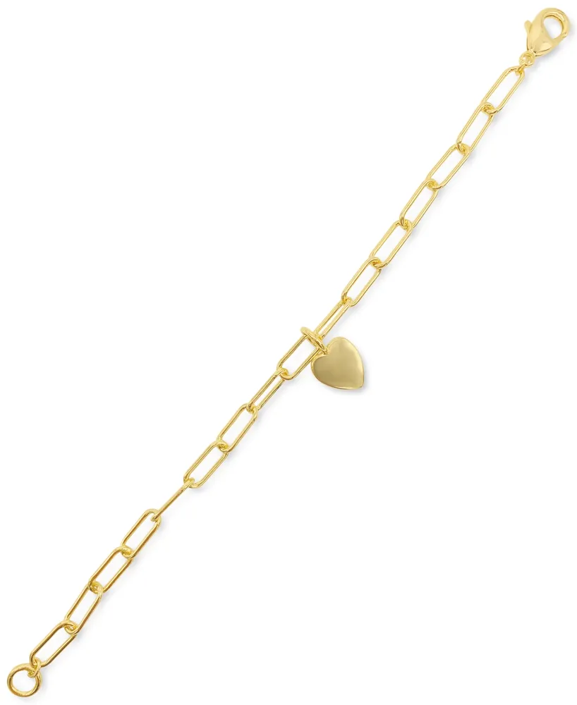 Adornia Paperclip Chain Bracelet with Heart