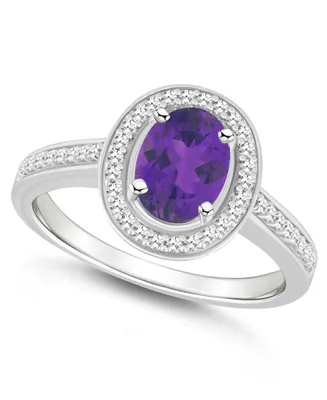 Macy's Amethyst (1-1/5 ct. t.w.) and Diamond (1/5 Halo Ring Sterling Silver