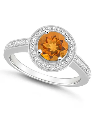 Macy's Citrine (1-1/4 ct. t.w.) and Diamond (1/5 Halo Ring Sterling Silver