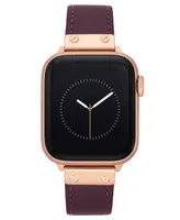 Anne Klein Women's Purple Genuine Leather Band Compatible with 42/44/45/Ultra/Ultra 2 Apple Watch - Purple, Gold