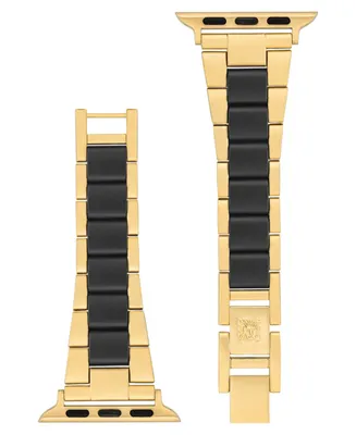 Anne Klein Women's Gold-Tone and Black Tide Plastic Bracelet Compatible with 42/44/45/Ultra/Ultra 2 Apple Watch - Black, Gold