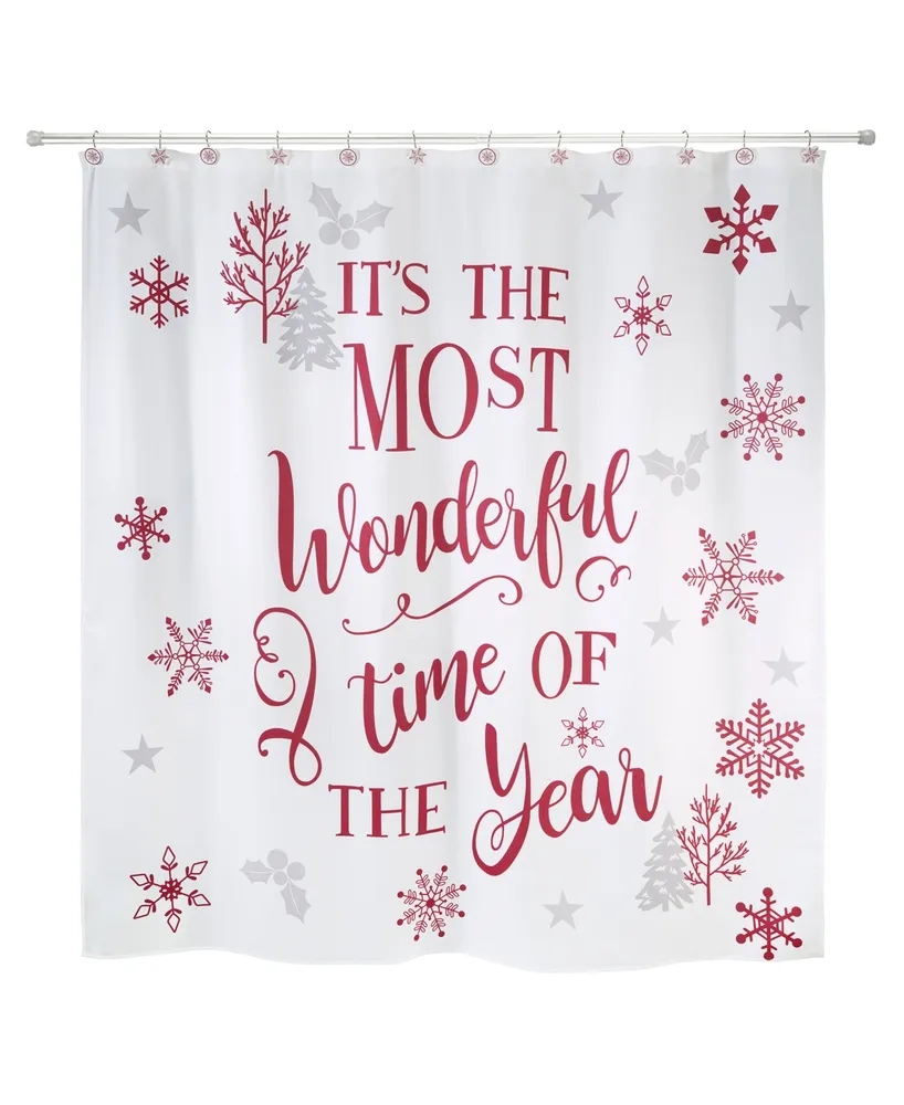 Avanti Sparkle Snowflakes Holiday Printed Shower Curtain, 72" x 72"