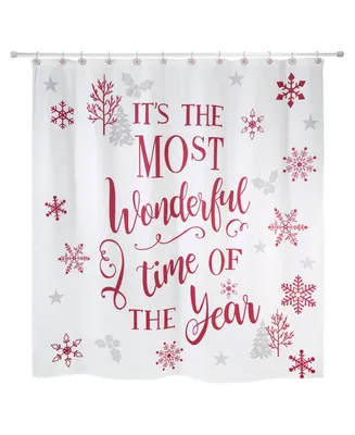 Avanti Sparkle Snowflakes Holiday Printed Shower Curtain, 72" x 72"