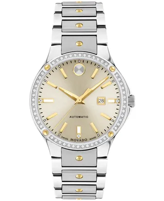 Movado Women's Se Automatic Swiss Automatic Silver-Tone Stainless Steel Yellow Pvd Bracelet Watch 33mm