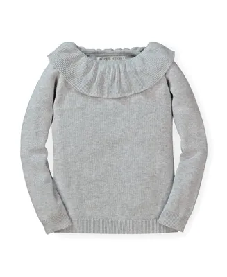 Hope & Henry Girls' Organic Cotton Ruffle Collar Sweater, Infant