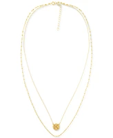 Initial Disc Layered Pendant Necklace 18k Gold-Plated Sterling Silver, Created for Macy's
