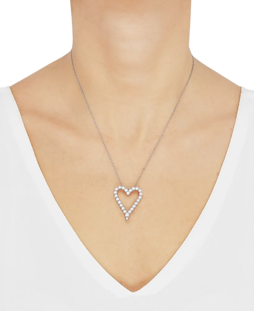 Grown With Love Lab Grown Diamond Heart Pendant Necklace (2 ct. t.w.) in 14k White Gold, 16" + 2" extender
