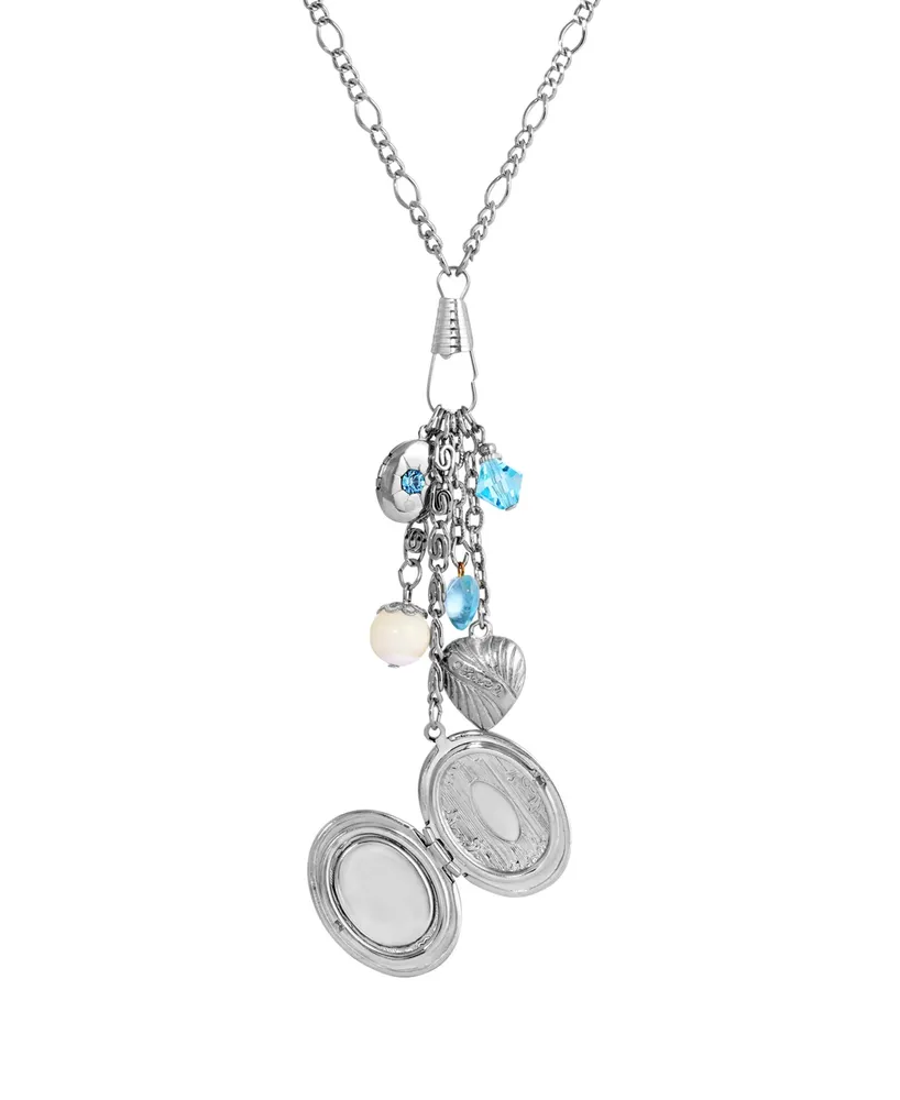 2028 Silver-Tone Mother of Pearl Charm Necklace