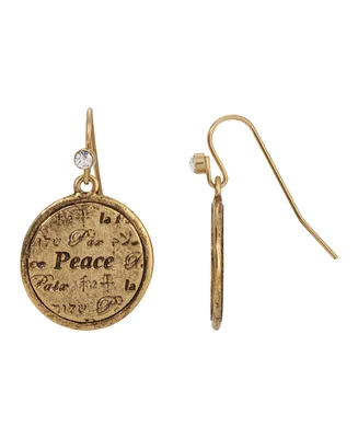 2028 Multi Language Round Peace Medallion Earrings