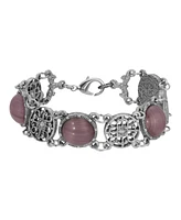 2028 Pewter Round Flower Multi-Loop Round Filigree Bracelet